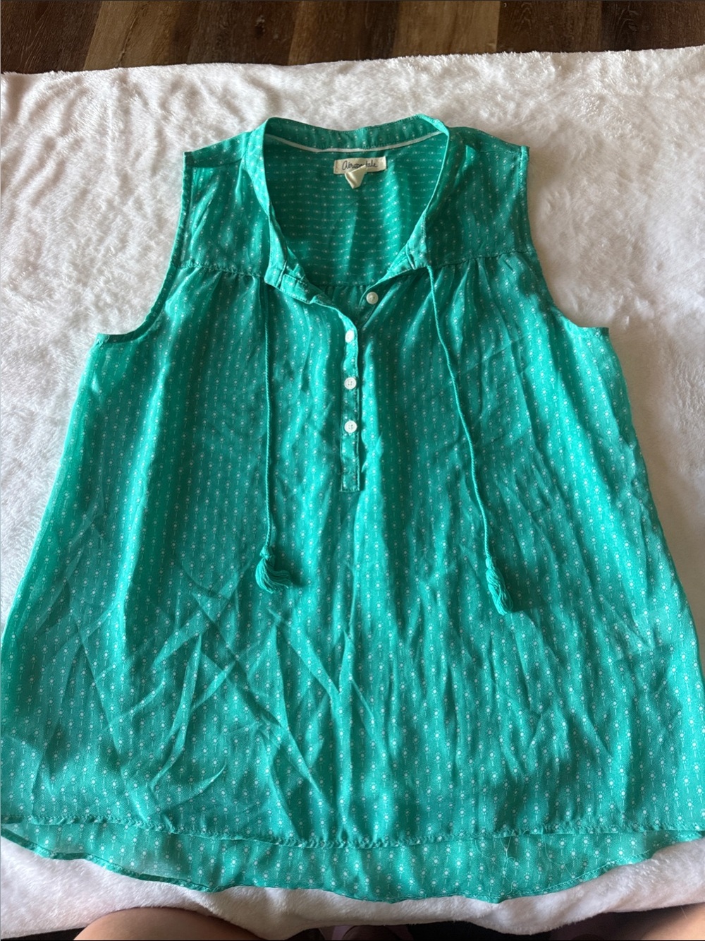 Aeropostale Teal Sleeveless Henley Tie-Front Camisole
